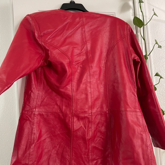 Women's Red Leather Jacket - Picture 2 of 7